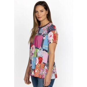 Johnny Was Janie Floral Patchwork Swing Tee Size Small